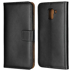 hoesje Voor Samsung Galaxy J6 / J4 Portemonnee / Kaarthouder / met standaard Volledig hoesje Effen Hard aitoa nahkaa voor J7 (2017) / J7 (2016) / J7